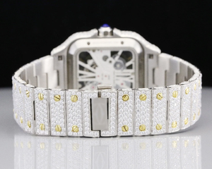 Prix fiable Glacé VVS Clarté Moissanite Diamant Clouté Oyester Plein Acier Inoxydable Blanc Édition Limitée Montre Analogique - Product Image 5