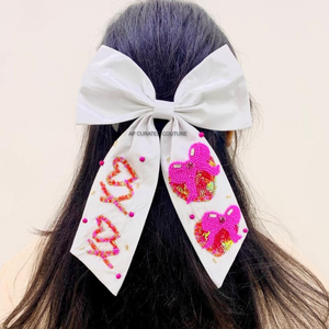 Lazos para el Cabello con Cola de Cocodrilo Hechos a Mano, Edición de San Valentín, Lazos con Cuentas Personalizables para Uso Diario - Product Image 5