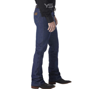 Pantalon en jean enduit taille haute coupe droite pour hommes grande taille style rue haute avec option multicolore - Product Image 2