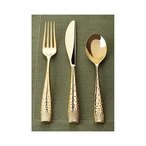 Vaisselle de voyage réutilisable écologique cuillères et fourchette ensemble de couverts fourchettes cuillères couteaux couverts en acier poli or ensemble de couverts - Product Image 6