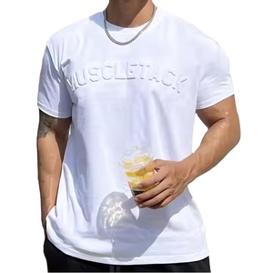 Camiseta OEM de gran tamaño con estampado de hojaldre para hombre, ropa de calle personalizada, Camiseta de algodón, camiseta de moda con diseño elevado en 3D - Product Image 1