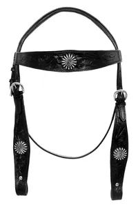 Bride Western par Saishas Collier de poitrine en cuir barré durable Trail Pleasure Horse Tack avec rênes Headstall par nom de marque - Product Image 3