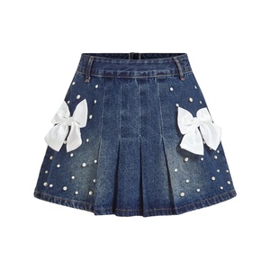 กระโปรงผ้ายีนส์สำหรับผู้หญิงกระโปรงผ้าเดนิมลดรอยยับดีไซน์ร้อนแรง - Product Image 1