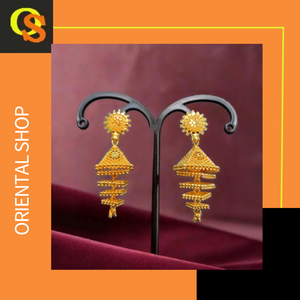 Boucles d'oreilles OEM sur mesure serties de boucles d'oreilles plaquées or 22CT style Jhumka bijoux pour femmes par les exportateurs indiens - Product Image 2