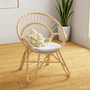 Chaise en rotin minimaliste confortable sièges fabriqués à la main pour la cuisine, le patio, le balcon ou la salle à manger - Product Image 6