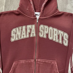 Tracksuit Men Two Piece Distressed Embroidery Men's Tracksuit 100% Cotton Acid Wash Zip up Hoodies And <b>Sweatpants</b> <b>Set</b> - Product Image 5