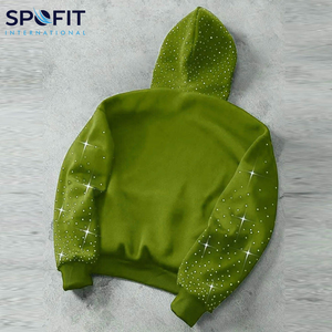 2026 High Quality 100% Cotton Winter Plain Dyed Custom Oversized Drop Shoulder Hoodies for <b>Boys</b> Rhinestone Hoodie for Men - Product Image 2