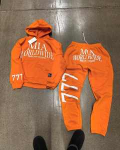 Conjunto de chándal y Sudadera con capucha vintage de algodón 100% con cremallera y logotipo personalizado con estampado de letras bordadas - Product Image 5