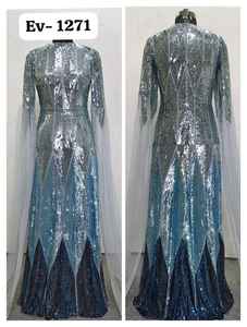 เดรสทรงเมอร์เมด แขนเจ้าหญิง คอวี แต่งระบาย ประดับเลื่อม เอวทรงเอ็มไพร์ ยาวแบบแม็กซี่ สำหรับงานเลี้ยงตอนเย็น หรูหรา ระบายอากาศได้ดี ป้องกันไฟฟ้าสถิต - Product Image 3