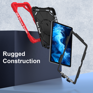 Funda de Silicona a Prueba de Golpes para PC con Correa de Mano Giratoria de 360 Grados y Correa para el Hombro para <span class=keywords><strong>Samsung</strong></span> <span class=keywords><strong>Galaxy</strong></span> <span class=keywords><strong>Tab</strong></span> A9 A11 A9+ A11+ <span class=keywords><strong>A8</strong></span> A7 S9 S11 - Product Image 2