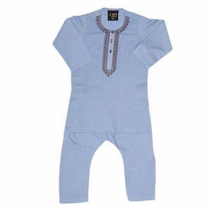 Costume Shalwar brodé pour garçons - Bleu - Product Image 3