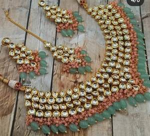 Bollywood Meenakari Ánh Sáng Vòng Cổ Màu Hồng Độc Đáo Ấn Độ Đồ Trang Sức Cô Dâu Với Đá Quà Tặng Cho Phụ Nữ - Product Image 4