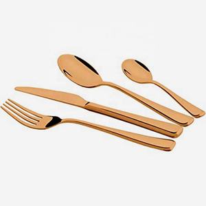 Juego de cuchara, tenedor y cuchillo de lujo moderno con logotipo personalizado para Hotel, juego de cubiertos con mango afilado dorado Vintage de lujo - Product Image 2