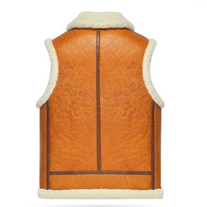 Chaleco de piel marrón de piel sintética a la moda, ropa de abrigo vintage sin mangas para hombre, estilo chic, forro suave, aspecto informal cálido - Product Image 5