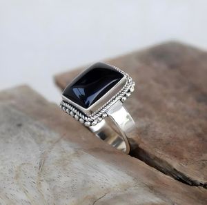 925 Sterling Silver Women's Statement <b>Ring</b> New Design Natural <b>Black</b> <b>Onyx</b> Gemstone Classic Bezel Setting Wedding Party - Product Image 3