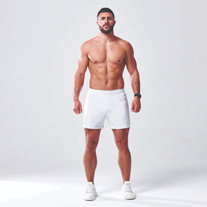 Gusset Stretch Fabric Moisture Wicking Breathable <b>White</b> Casual Customizable 5 Inches Impact <b>Shorts</b> with Bonded Waistband - Product Image 2