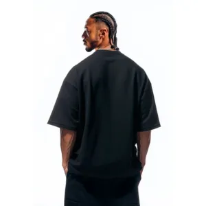 SE455R2 - Jersey Negro Oversize de Alta Calidad con Diseño Liso Teñido - Product Image 2