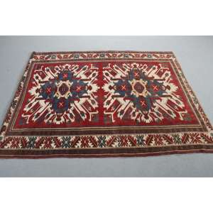 Alfombra Turca Vintage, Alfombra de 4,9x6,2 pies, Alfombra de Lana con Puntos Rojos y Azules - Product Image 2