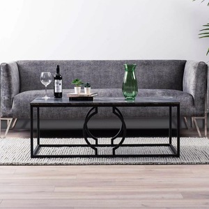 Mesa de mármol negro con marco de metal Muebles duraderos y elegantes de diseño Ideal para mesa de centro Mesa auxiliar o exhibición decorativa - Product Image 2