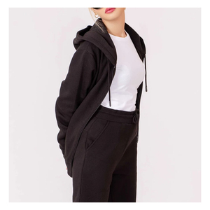 2025 nuevo diseño personalizado invierno Streetwear mujer 100% algodón pulóver sudaderas con capucha logotipo frontal cremallera cuello con capucha gimnasio deportes - Product Image 4