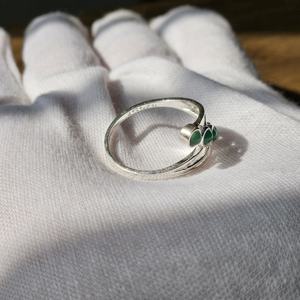 Diseñador verde ónix anillo de plata pequeño diseñador anillo de plata - Product Image 4
