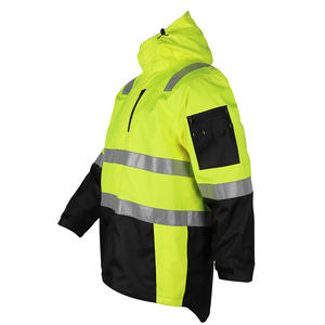 Veste de travail de sécurité haute visibilité classe 1 réfléchissante pour hommes, orange, imperméable, en polyester, avec capuche - Product Image 1