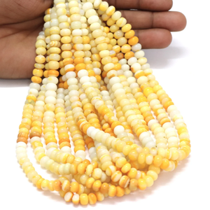 ลูกปัดโอปอลสีส้มมารีโกลด์ทรงรอนเดล: คุณภาพ AAA, 6-9 มม., 15 นิ้ว - Product Image 1