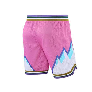 กางเกงขาสั้นตาข่ายพิมพ์ลายซับลิเมชันตามสั่งเอวยางยืดและเชือกรูดปรับได้เหมาะสำหรับกีฬาบาสเกตบอลและสวมใส่สบาย - Product Image 2