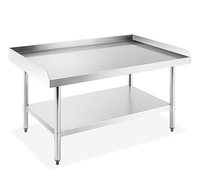 Table de travail de cuisine en acier inoxydable pour restaurant, double niveau, avec roulettes, taille personnalisée