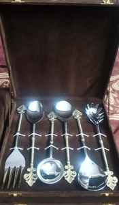 Cubiertos de estilo italiano hechos a mano, juego de cubiertos de acero, latón, Blanco, Negro, mango de resina, estilo real Vintage, acero inoxidable - Product Image 6