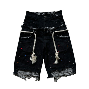 กางเกงขาสั้นผู้ชายทรงเอวกลางผ้าเฟรนช์เทอร์รี่เนื้อหนัก 100% ผ้าฝ้าย ลุปิน เฟลท์  แบบสั่งทำพิเศษ ล้างสีแบบ Acid Wash สไตล์สตรีทแวร์ กระเป๋าแบบ Quick Pocket - Product Image 1