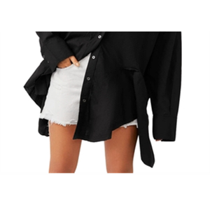 Camicia Boyfriend in Popeline Freya di Free People, Nera, Taglia L - Product Image 3