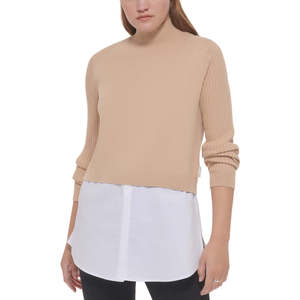 Maglione beige a maniche lunghe da donna Calvin Klein Jeans in tessuto misto, taglia Large - Product Image 1