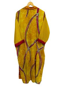 Patchwork Kimono Robe Bikini Cover Up Night Wear Long Robe, hecho a mano indio Vintage reciclado seda Sari Kimono, - Product Image 5