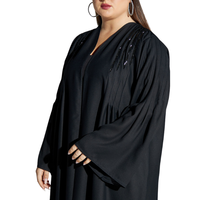 2024 Dubai Abaya EID Ramadan vêtements islamiques Cardigan Abaya Dubai modeste brodé grande taille femmes noir fermé Abaya robe