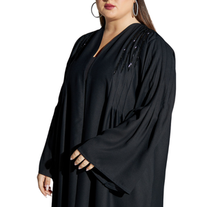 2024 Dubai Abaya EID Ramadan vêtements islamiques Cardigan Abaya Dubai modeste brodé grande taille femmes noir fermé Abaya robe - Product Image 3