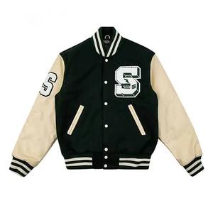 Veste universitaire en laine pour homme, logo personnalisé, broderie en chenille, collège, école, bomber, baseball, patch, lettre, cuir, mérinos - Product Image 5