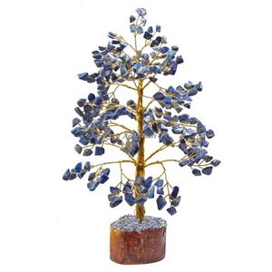 Bonne Aura maison Lapis lazuli cristal pierre précieuse 300 argent puces arbre argent à la main cristal cadeaux maison bureau décorer nouvel an - Product Image 2