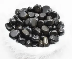 Zwart Obsidiaan Getrommelde Ethically Afkomstig Milieuvriendelijke Verpakking Black Obsidian Crystal Getrommeld Stone