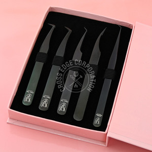 Profesional negro Acero inoxidable curvo recto puntiagudo punta Maga Boot volumen pinzas extensión de pestañas agarre de diamante antideslizante - Product Image 1