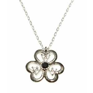 Collier en argent sterling 925 avec fleur et pierre noire pour les occasions de cadeaux - Product Image 2