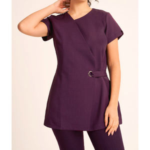Uniformes de Spa Personalizados de la Mejor Calidad en Algodón/Poliéster para Mujer, Blusas de Salón de Belleza con Bolsillos y Cremallera - Product Image 4