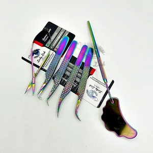 อุปกรณ์ต่อขนตาสแตนเลสหลายสีปรับแต่งได้ซม.-แหนบปลายกรรไกรสปริงกระจกพร้อมฉลากส่วนตัว - Product Image 6