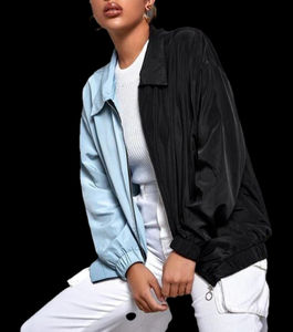 Nouveau modèle Veste coupe-vent zippée deux tons pour femmes Veste coupe-vent respirante d'été en polyester hydrofuge grande taille - Product Image 4