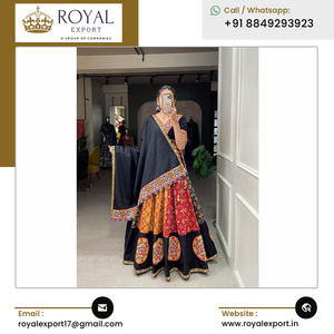 Ropa étnica india de alta calidad Especial Navratri Algodón puro Lehenga Choli Impreso con trabajo Gamthi a precio mayorista - Product Image 4