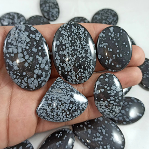 Pierre précieuse d'obsidienne en forme de flocon de neige naturelle pour la fabrication de bijoux, taille parfaite pour pendentif, pierres précieuses en vrac - Product Image 1