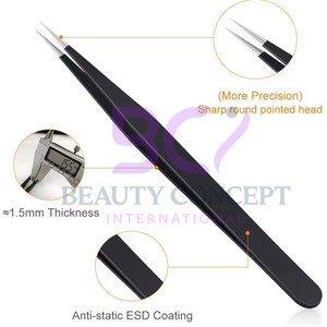 บริการ OEM แหนบต่อขนตาสีดำแหนบสแตนเลสคุณภาพดี - Product Image 6
