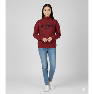 Sweat-shirt à col roulé en molleton jaune surdimensionné pour femme, imprimé lettres Forward, Trackstar, OEM, marque privée - Product Image 4