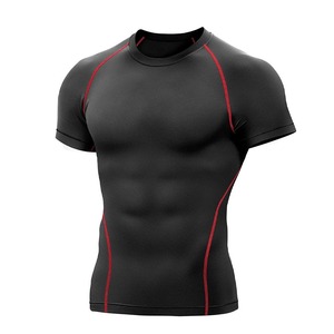 T-shirt de compression pour homme, style personnalisable, logo imprimé, tissu respirant, taille plus, protection pour le corps - Product Image 1