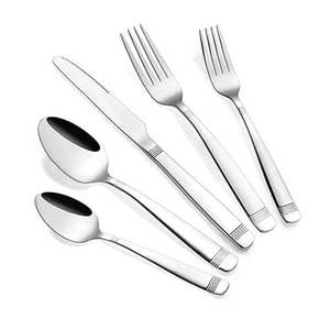 Sleek and Trendy 5 Pcs Stainless Steel Cutlery Set With Hammered Handles Luxury Wedding Gift in Silver - Product Image 1
